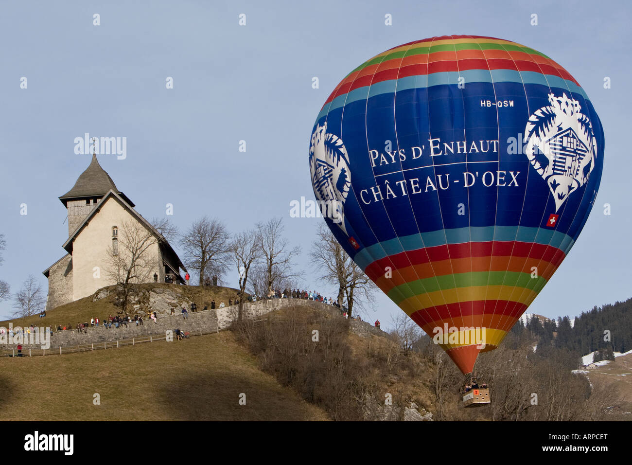 Festival de montgolfières à Château d oex Banque D'Images