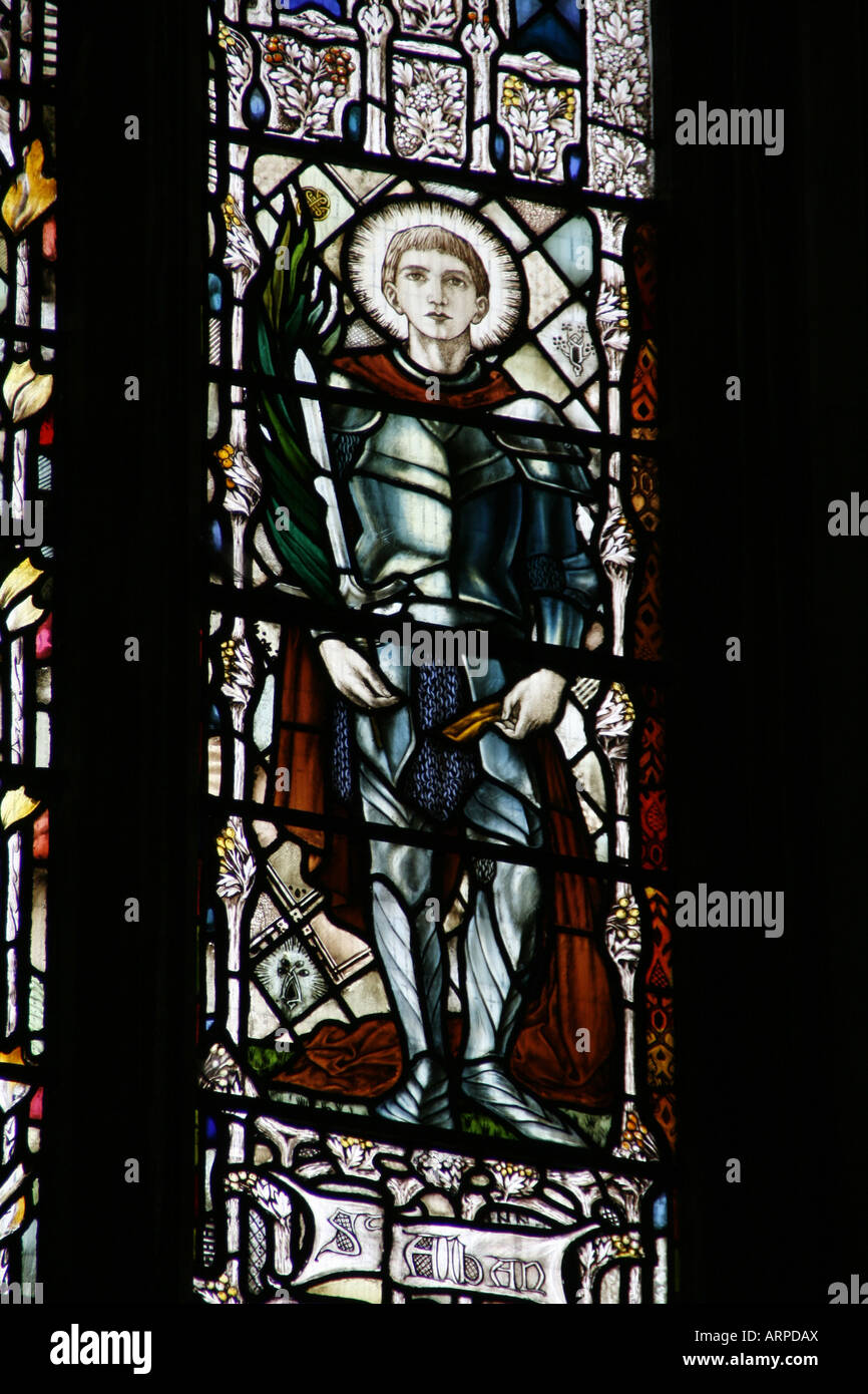Vitraux windown, la cathédrale de Gloucester, Angleterre Banque D'Images