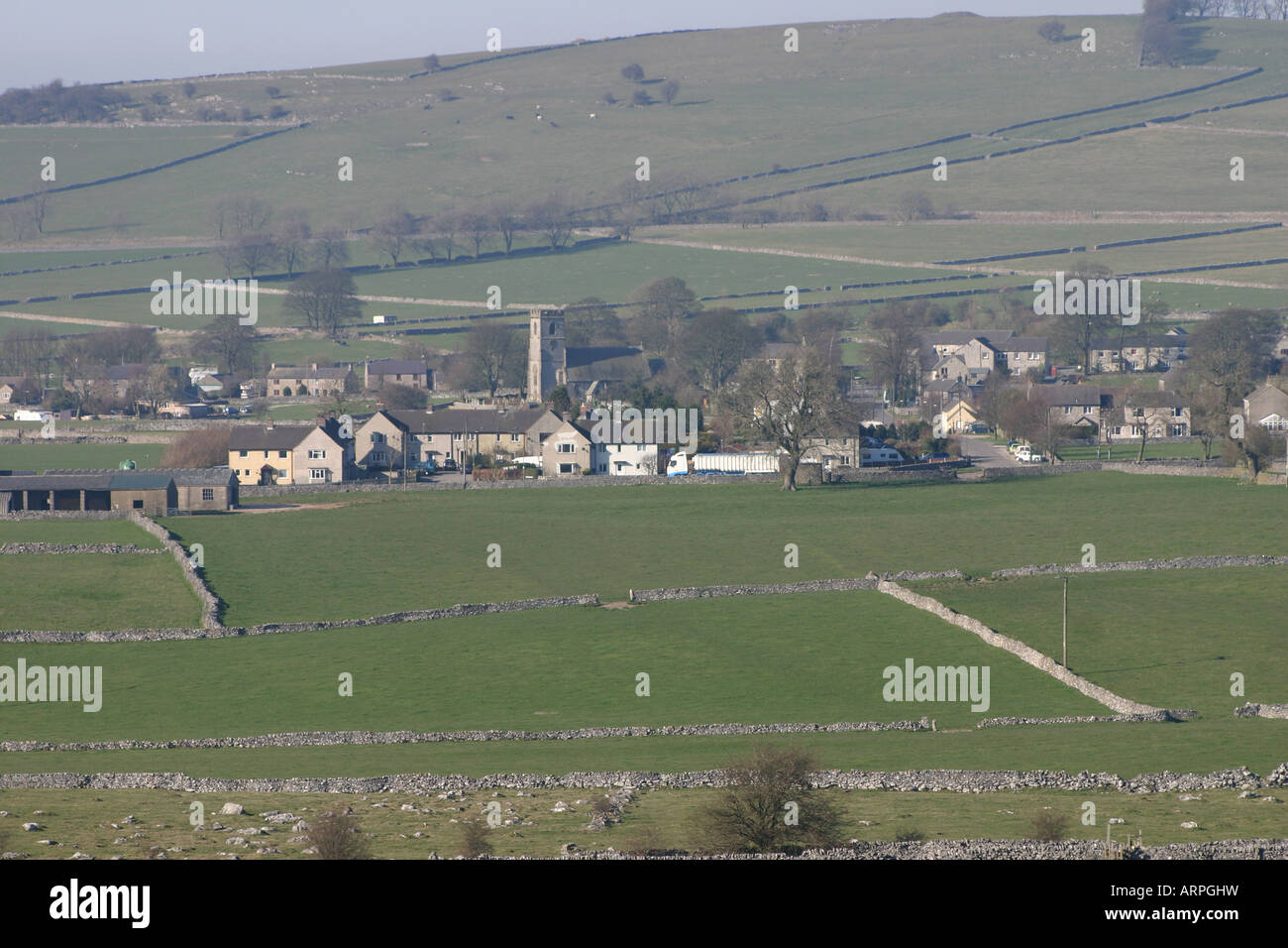 Wirksworth village green pâturages peaks Banque D'Images