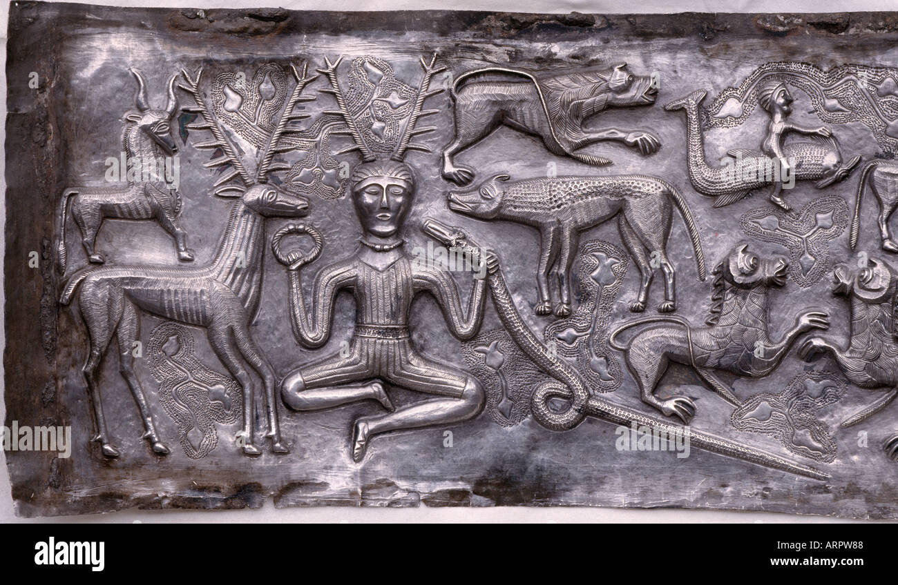 Dans le chaudron de Gundestrup Musée national danois, Copenhague Danemark Banque D'Images