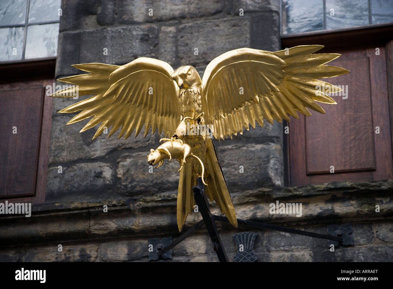 Hawk Sculpture à Gladstones Land Écosse Édimbourg Banque D'Images