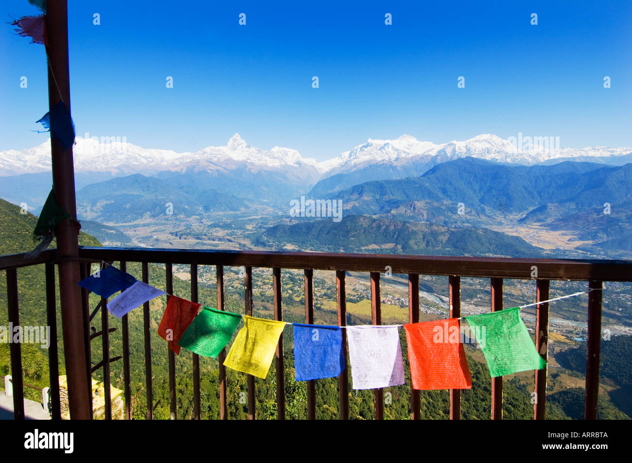 Sarangkot Pokhara à Outlook la sainte montagne Machhapuchare panorama himalayen vallée de Katmandou NÉPAL ANNAPURNA region Asie Banque D'Images