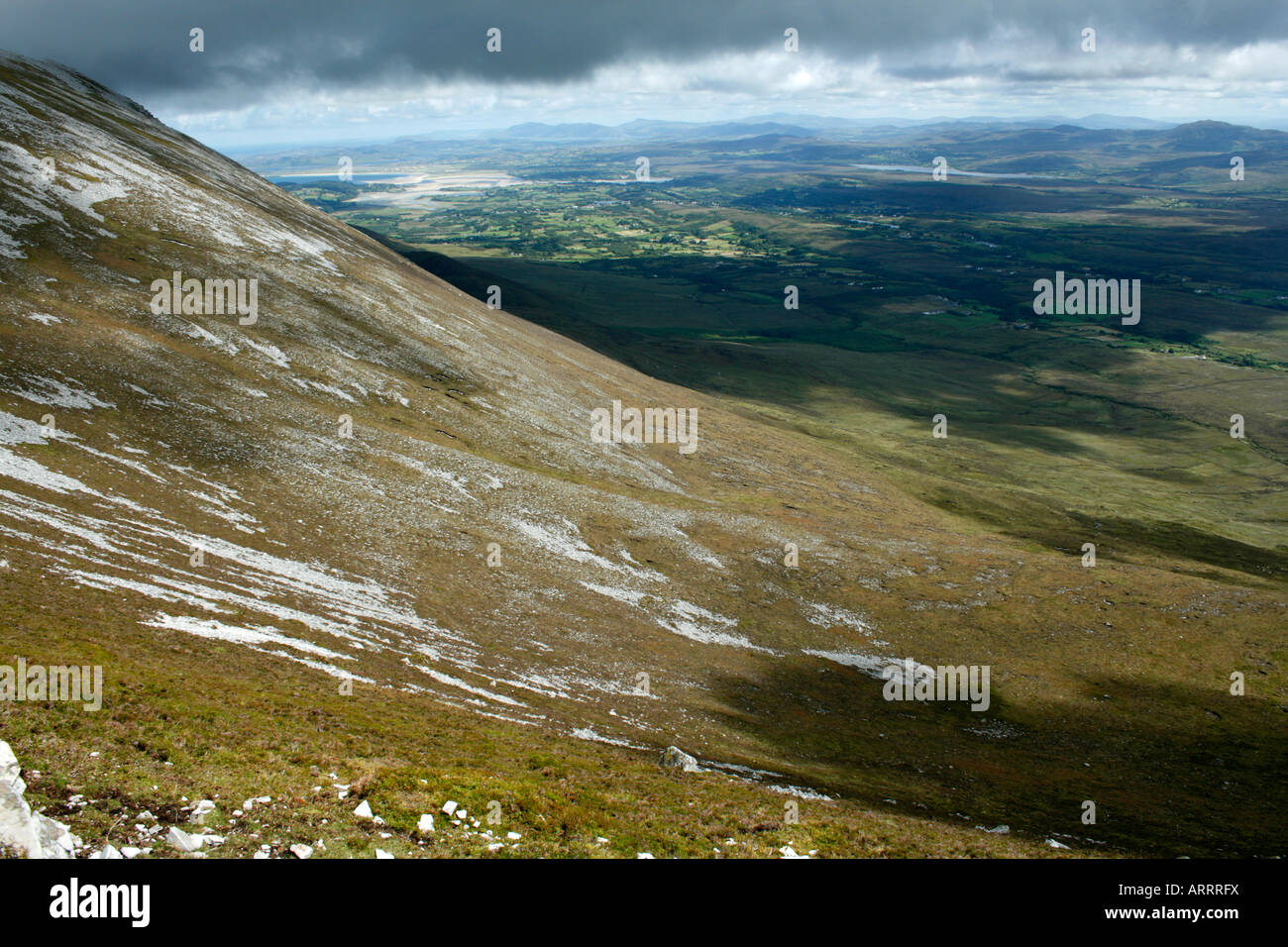 Vue de l'ensemble de la montagne Muckish Creeslough Irlande Donegal Plage Downings Banque D'Images