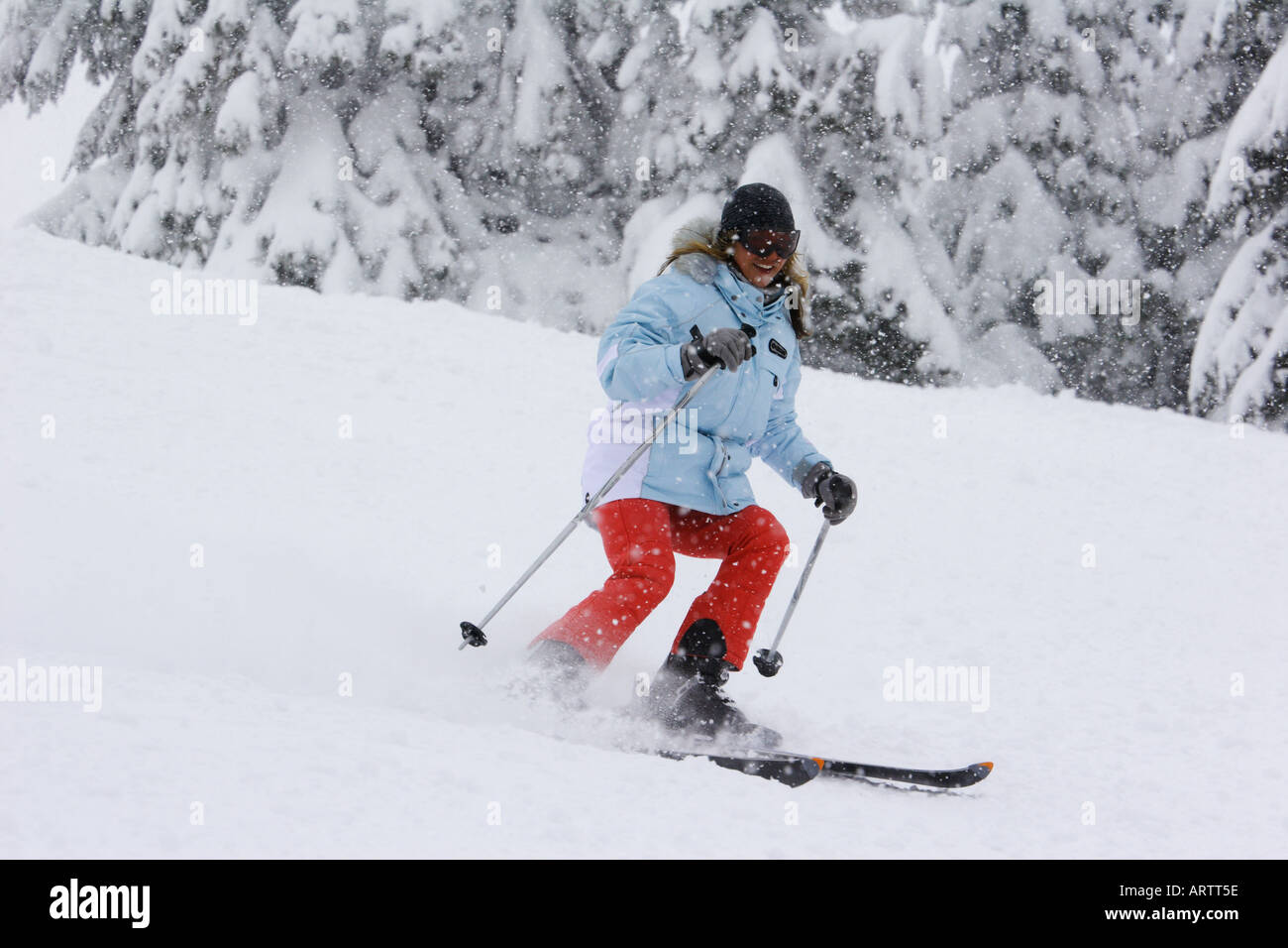 Ski de montagne le ski féminin, Kopaonik, Serbie Banque D'Images