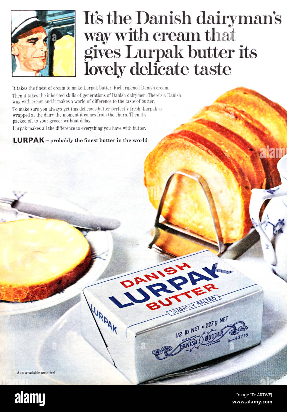1960 Publicité pour Lurpack Beurre danois pour un usage éditorial uniquement Banque D'Images