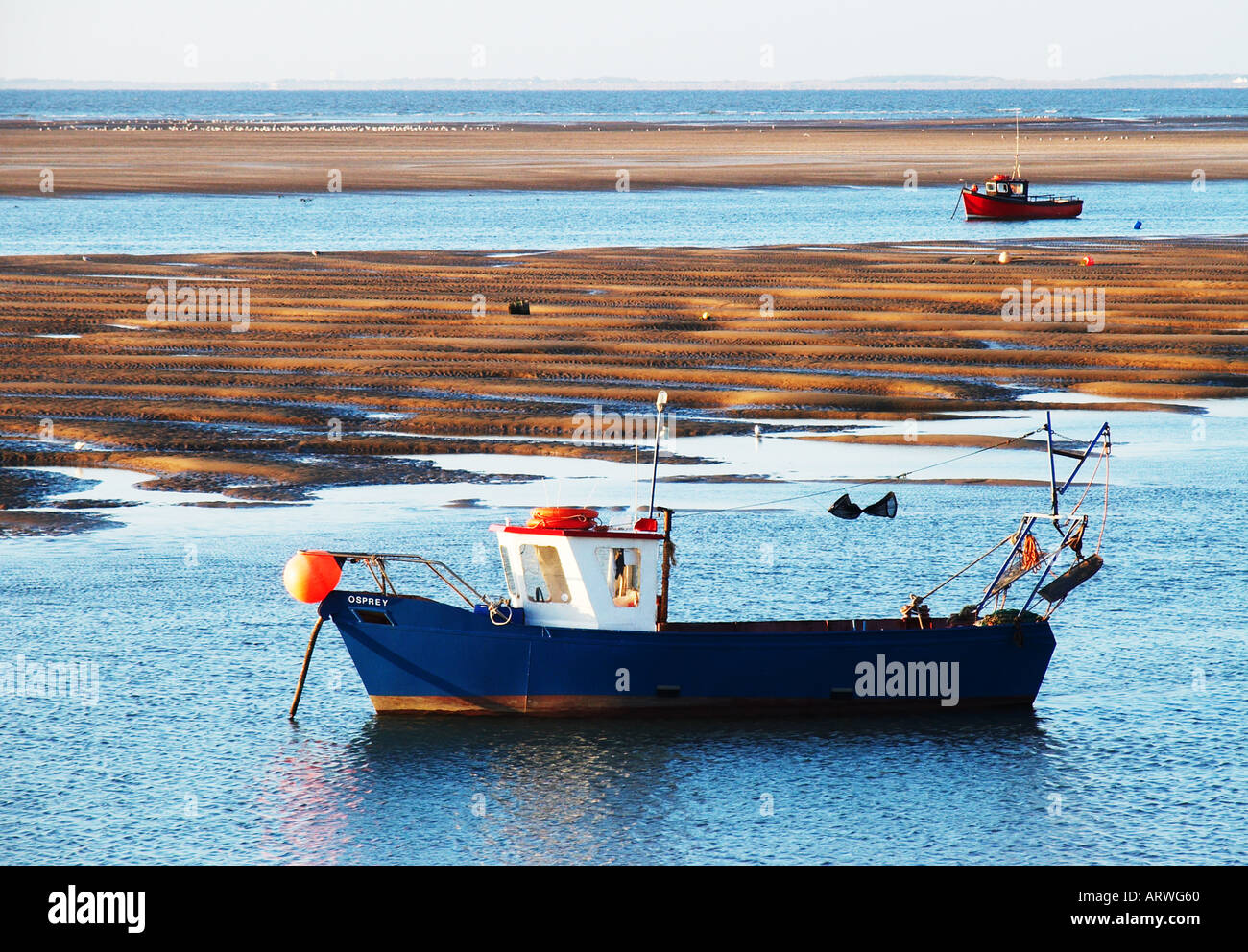 Les bateaux de pêche amarrés dans l'estuaire de la Dee Banque D'Images