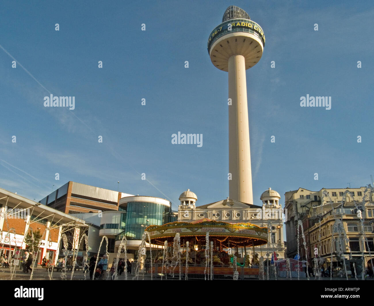 St John's Beacon et Williamson Square, Liverpool Banque D'Images