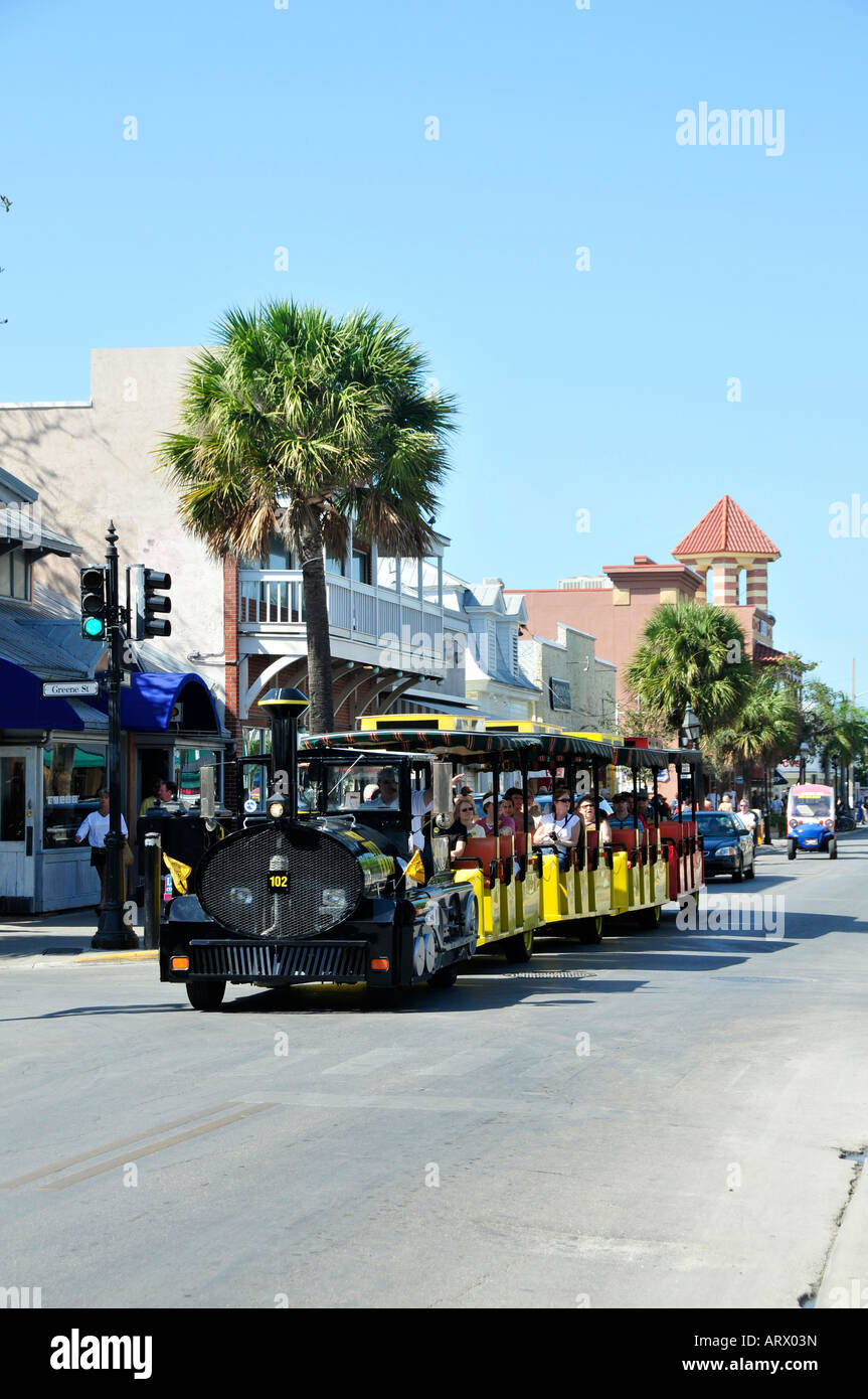 Train Touristique de conque à Key West Florida FL Ville la plus au sud en United States US locations visites Banque D'Images