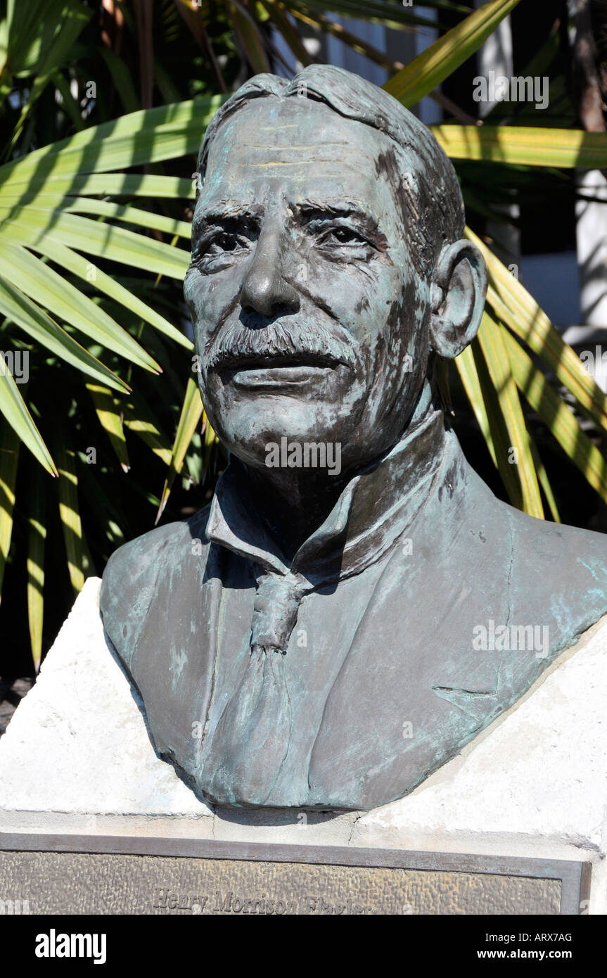 Buste de Henry Flagler à Key West Florida FL US statue monument commémoratif de l'icône représentation philanthrope entrepreneur immigrant Banque D'Images