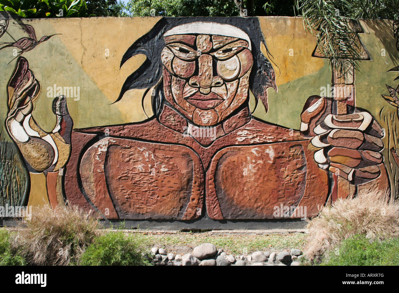 Un mur peinture murale représentant un Indien, Corrientes, Argentine, Amérique du Sud Banque D'Images