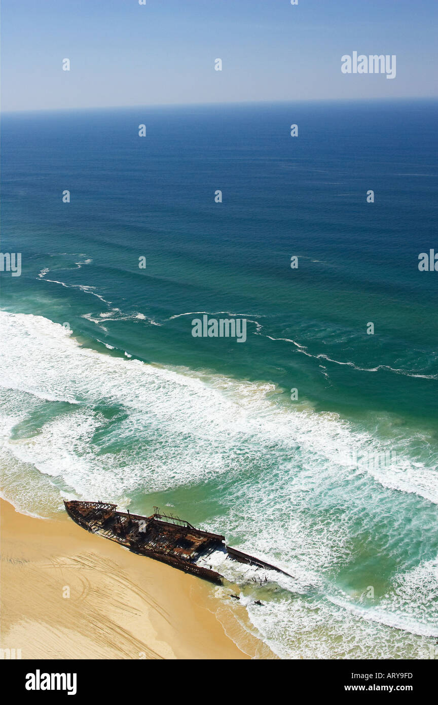 Épave de l'antenne Maheno Seventy Five Mile Beach K'gari / Fraser Island Queensland Australie Banque D'Images
