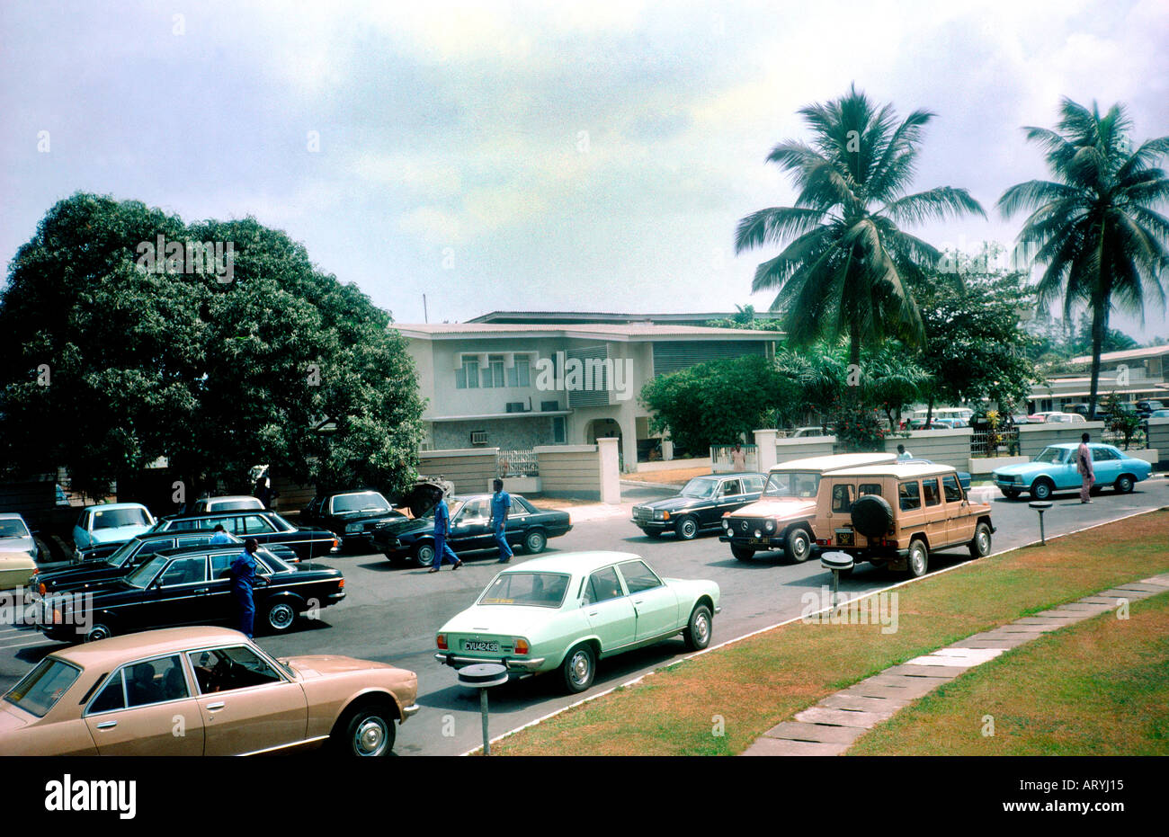 Lagos Nigeria Trafic & Palmiers Banque D'Images