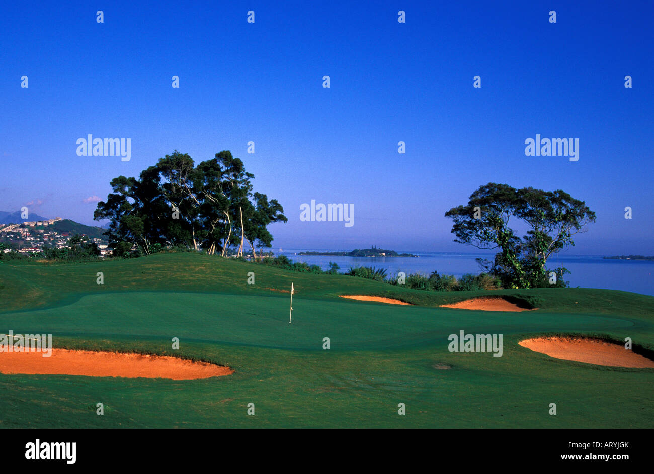 Le trou numéro 14 du Bay View Golf Course conçu par Nelson & Haworth Banque D'Images