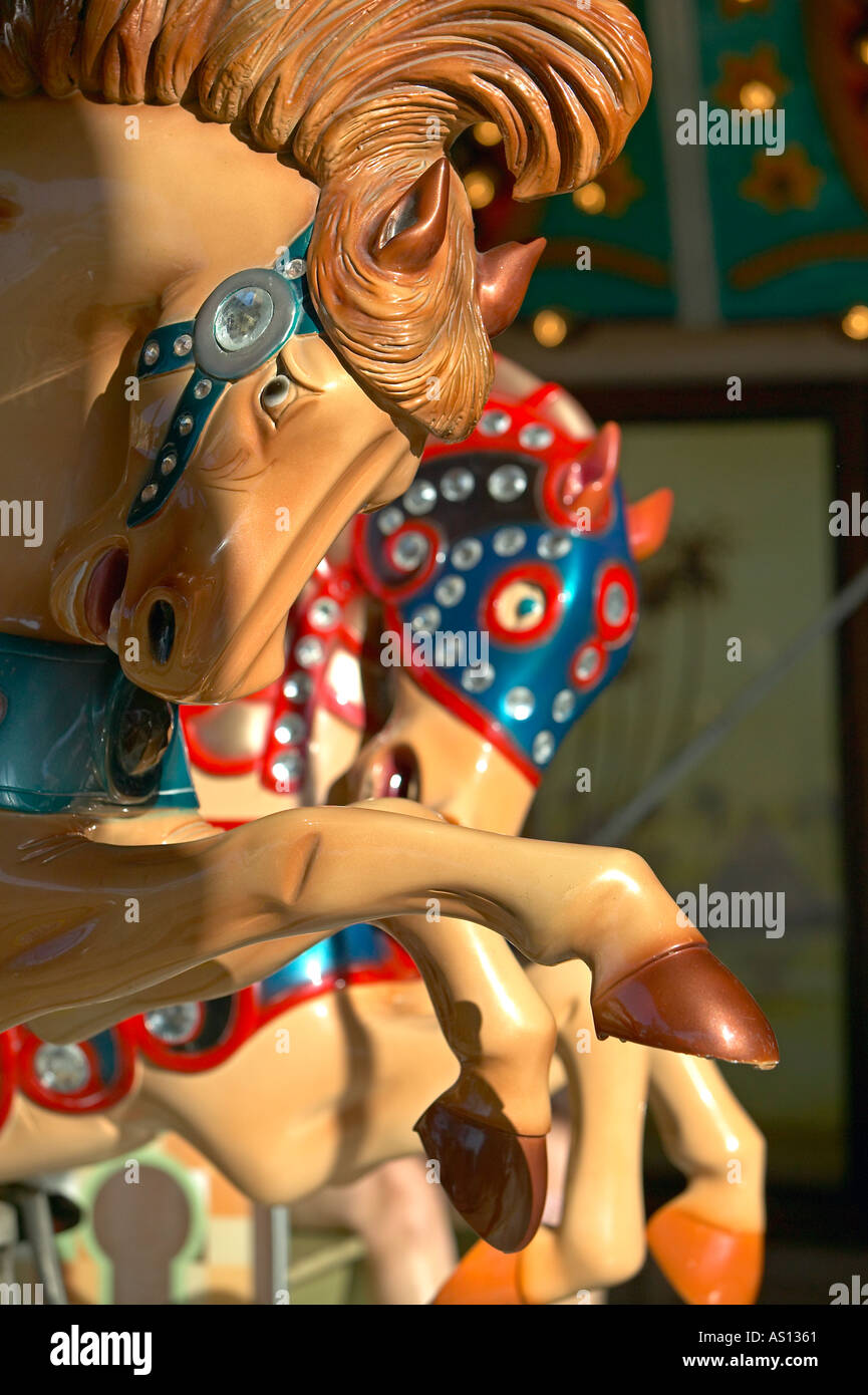 Close up of carousel horse têtes à Busch Gardens Tampa Florida USA Banque D'Images