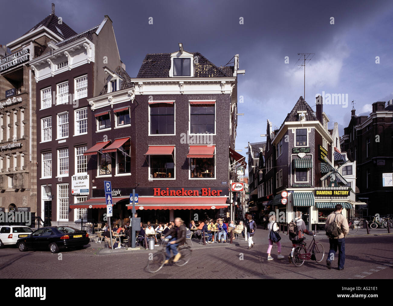 Rokin Amsterdam/Langebrugsteeg, Cafés Banque D'Images