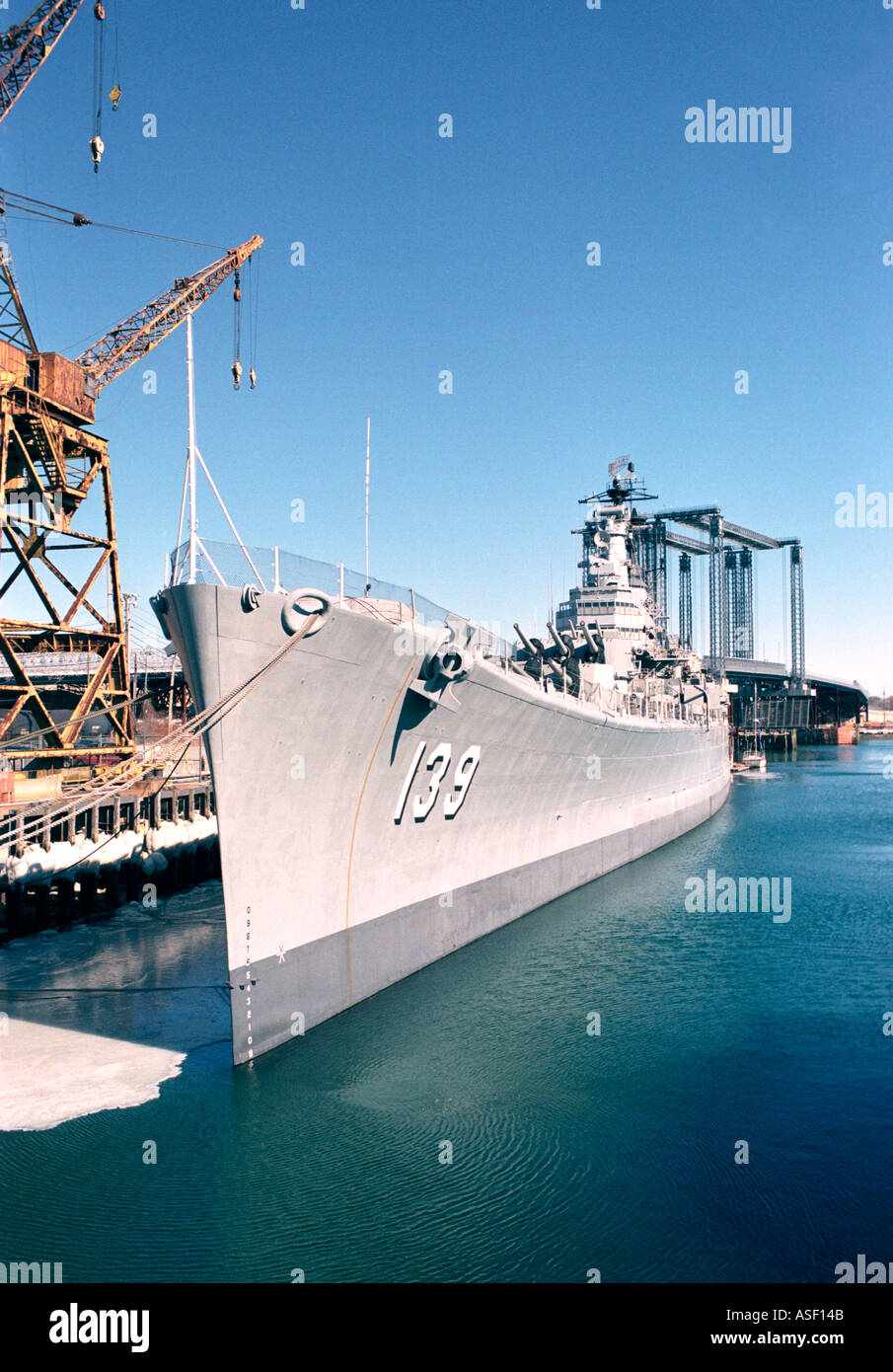 L'USS Salem au chantier naval de Hingham près de Boston Massachusetts Banque D'Images