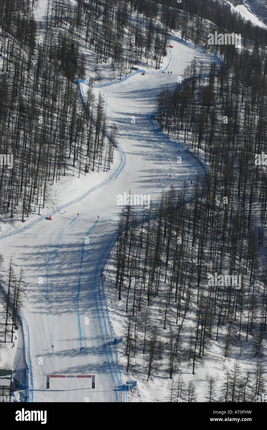 Sestriere. La piste de la coupe du monde de ski Banque D'Images
