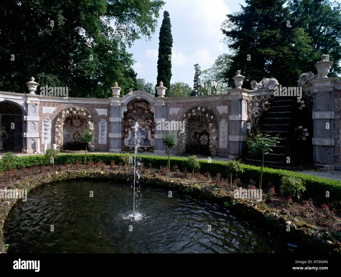Landschaftsgarten Muschelgalerie Rozendaal,, Banque D'Images