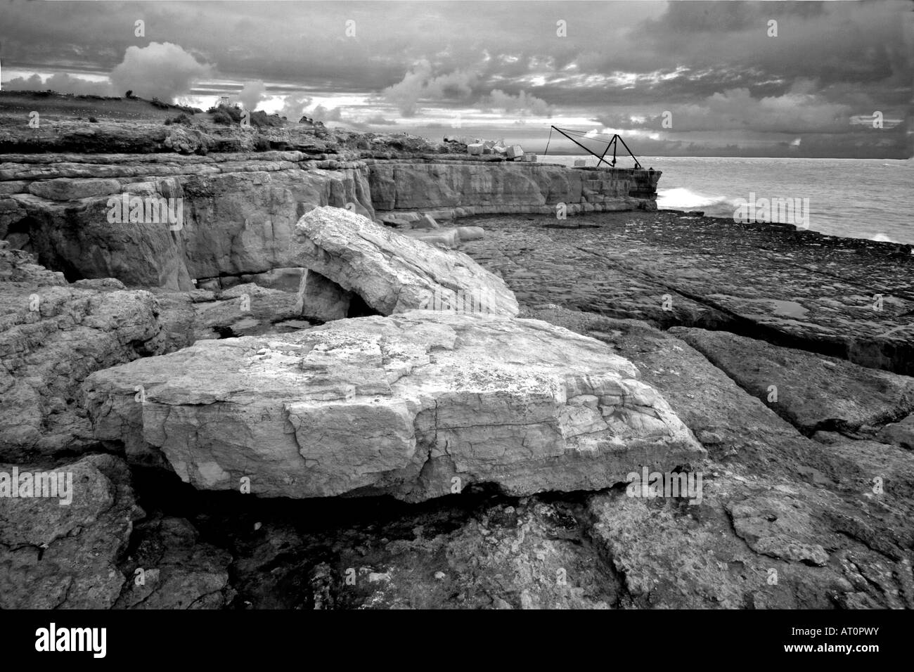 Portland Bill Crane rig Banque D'Images