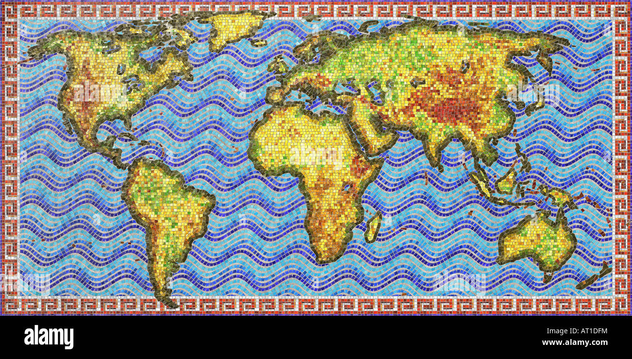 Carte du monde en mosaïque Banque D'Images