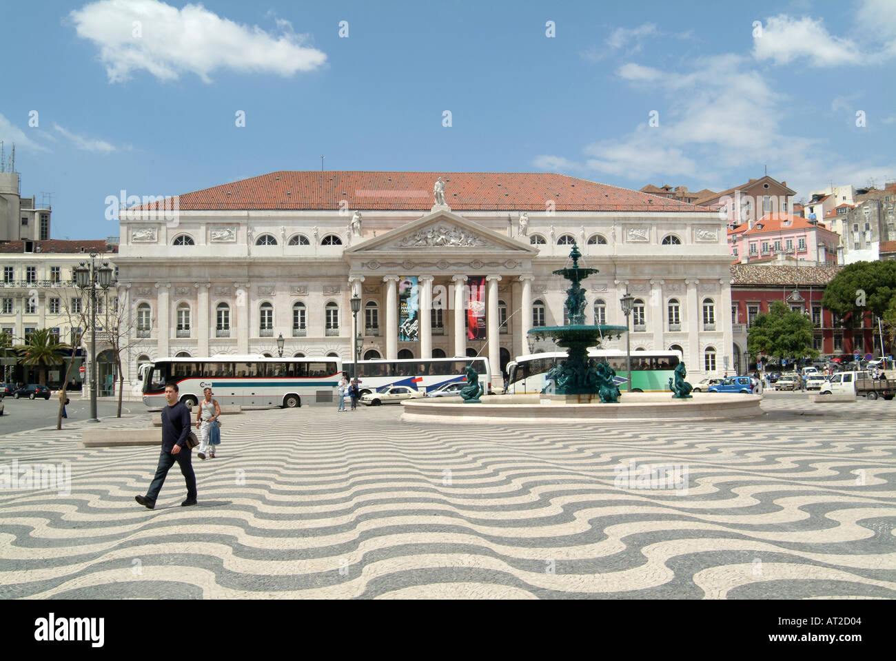 Théâtre National de la Place Rossio Lisbonne Portugal Banque D'Images