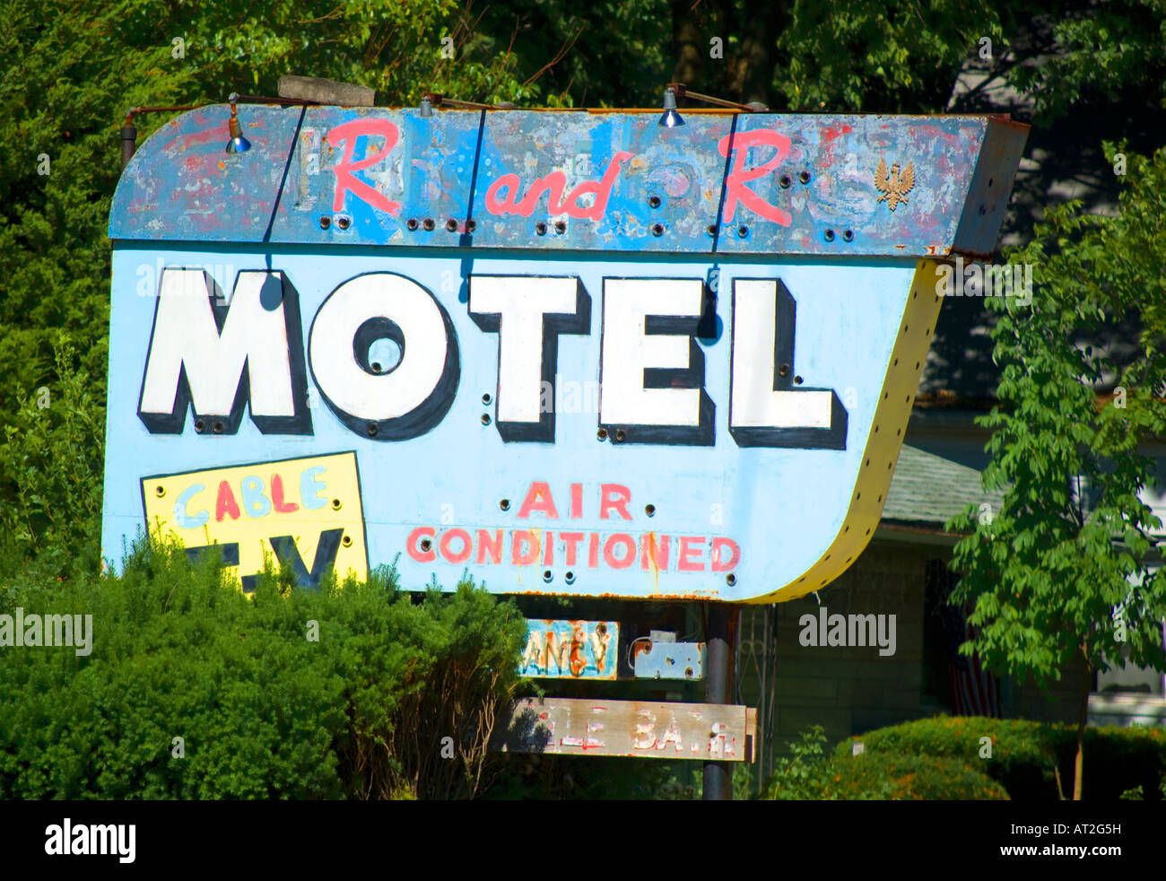 Vieux motel sign de la route nationale. Banque D'Images