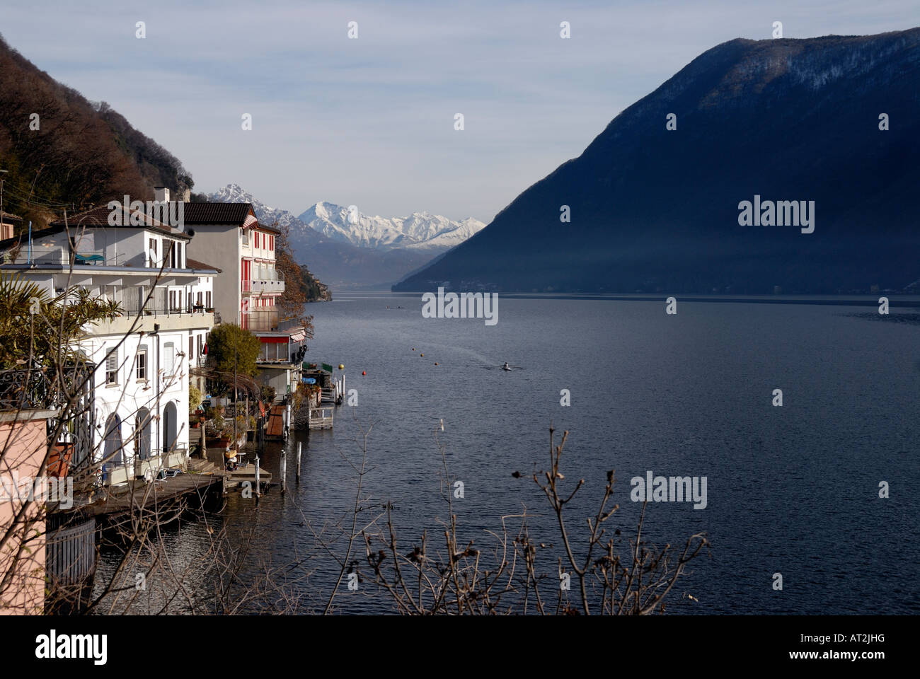 Vue sur le lac de Lugano de Casatagnola à Gandria Banque D'Images