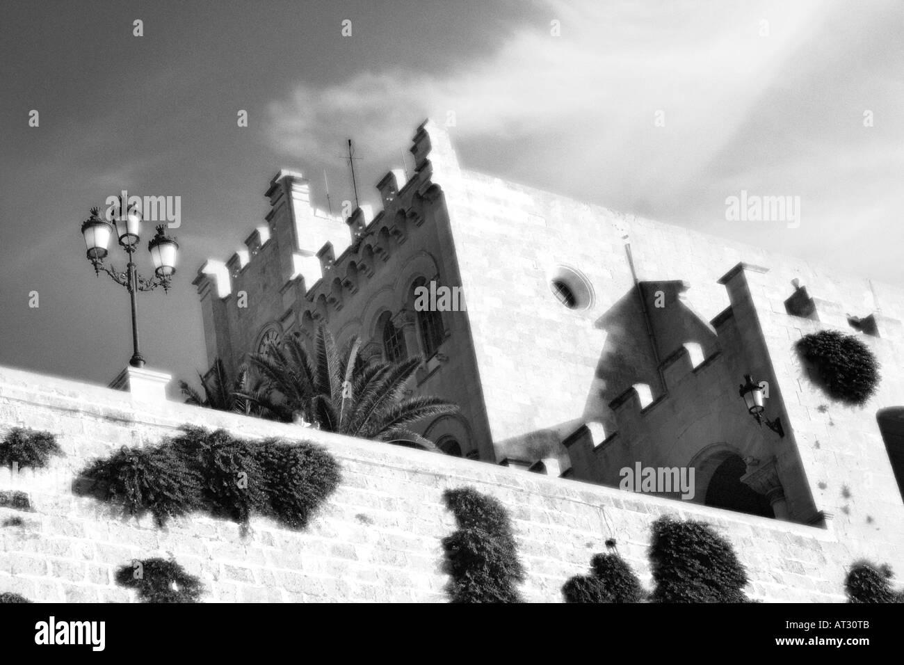 Le noir et blanc château ciutadella menorca espagne Banque D'Images