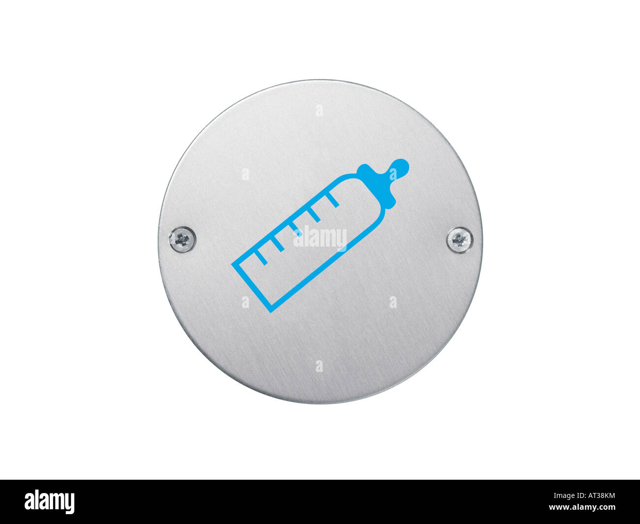 Un bébé bleu bouteille sur un signe Banque D'Images