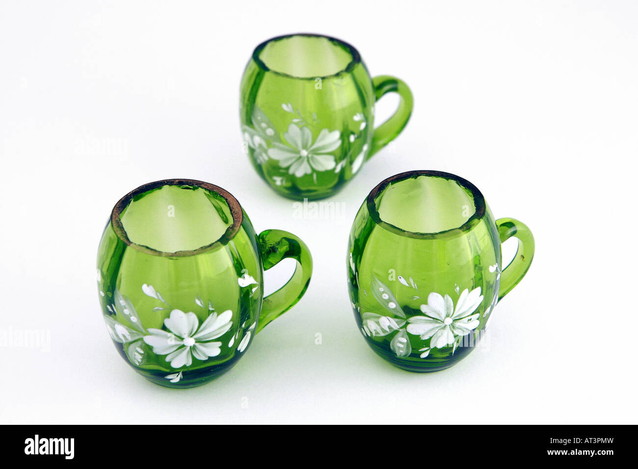 Trois tasses vert Banque D'Images