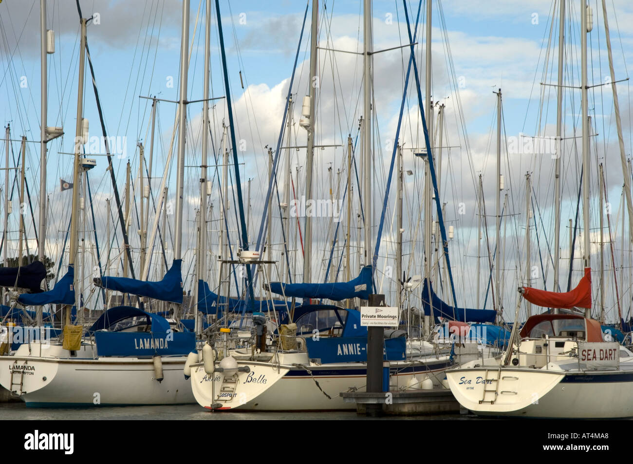 Yachts amarrés à Gosport marina Portsmouth Banque D'Images