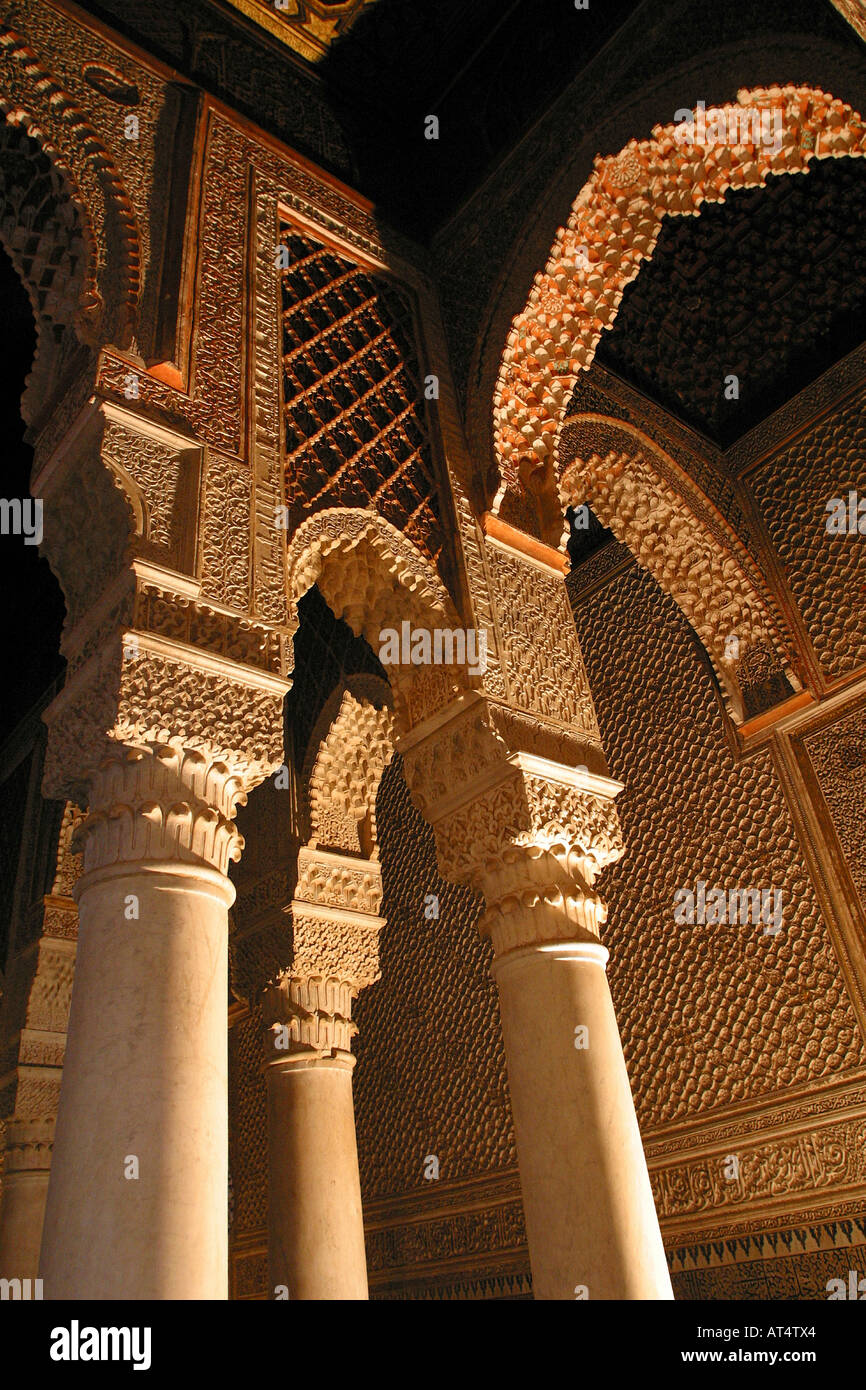 Maroc Marrakech Riad Tombeaux Saadiens interior Banque D'Images