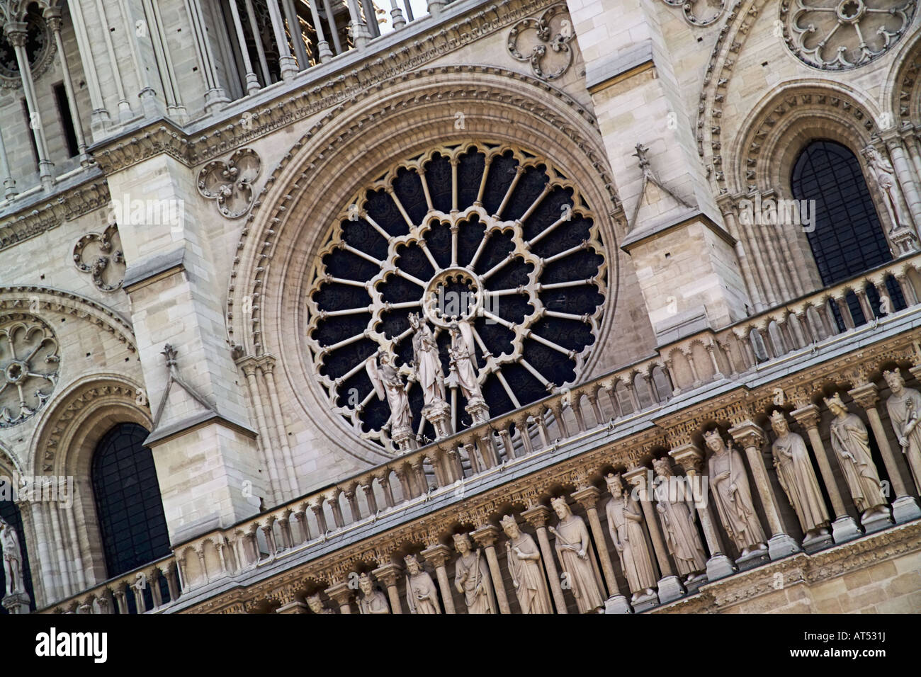 Rose, la cathédrale de Notre Dame, Paris, France Banque D'Images