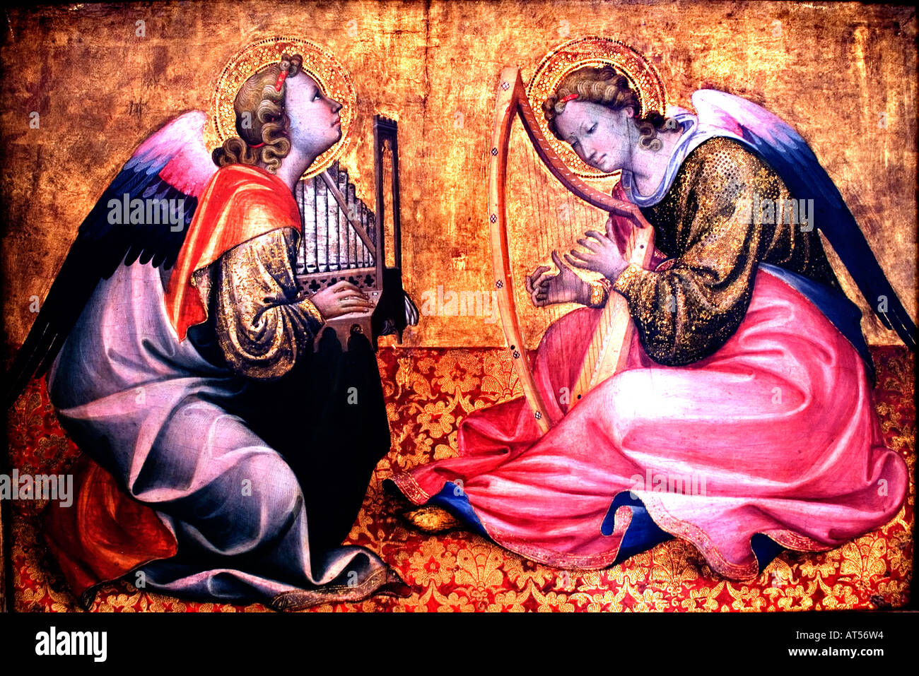 Gherardo Starnina gothique italien Era Painter, ca.1360-1413] deux Musian Anges harpe luth musique Italie Florence Banque D'Images