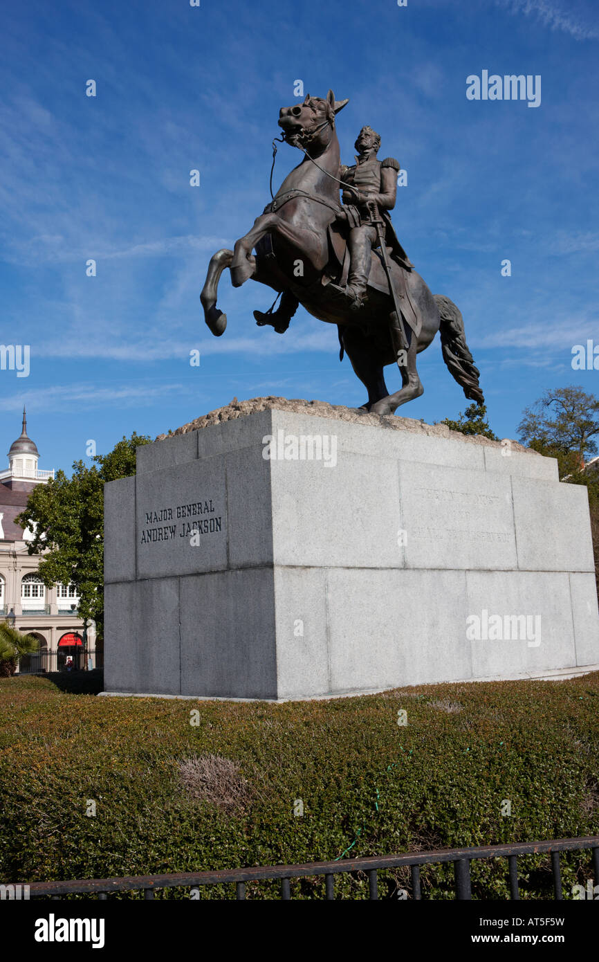 Le Major-général Andrew Jackson statue sur Jackson Square. La Nouvelle-Orléans, Louisiane, Etats-Unis. Banque D'Images