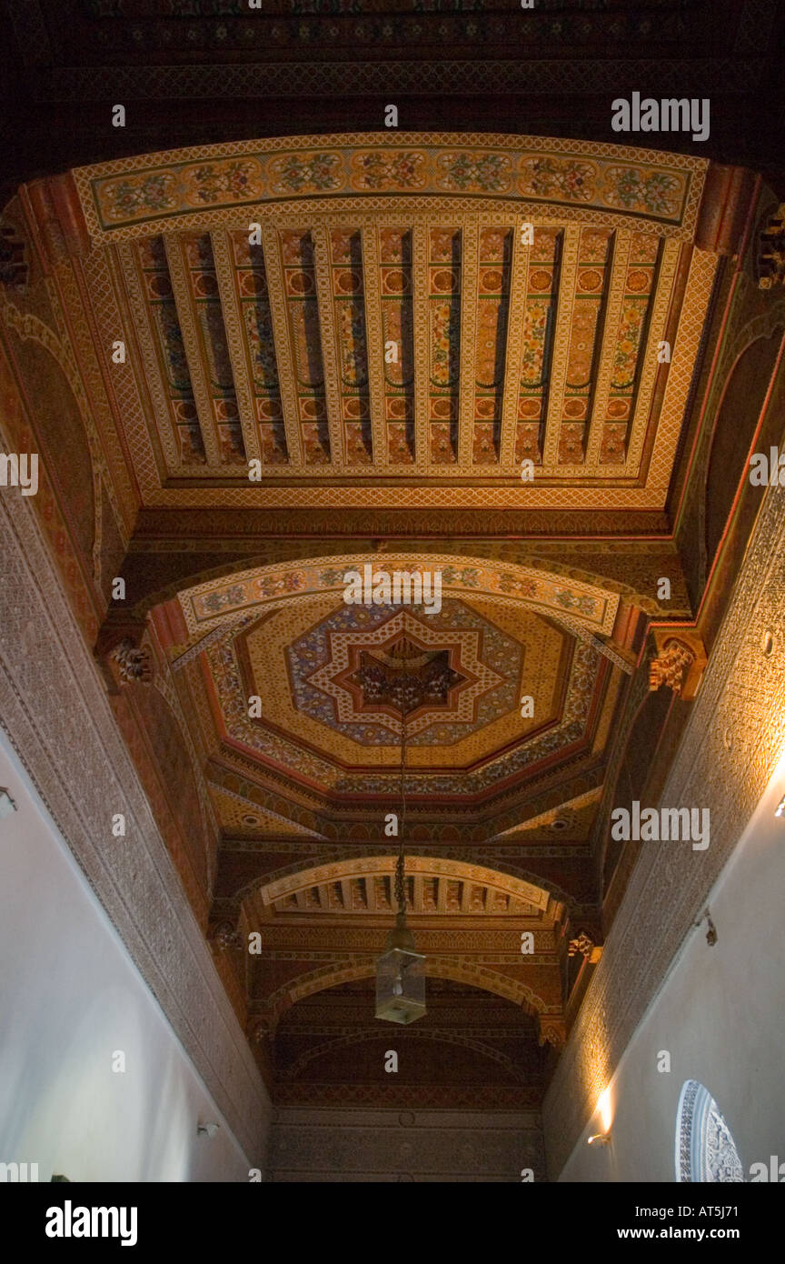 Plafond en bois de cèdre du Maroc à Bahia Palace Banque D'Images