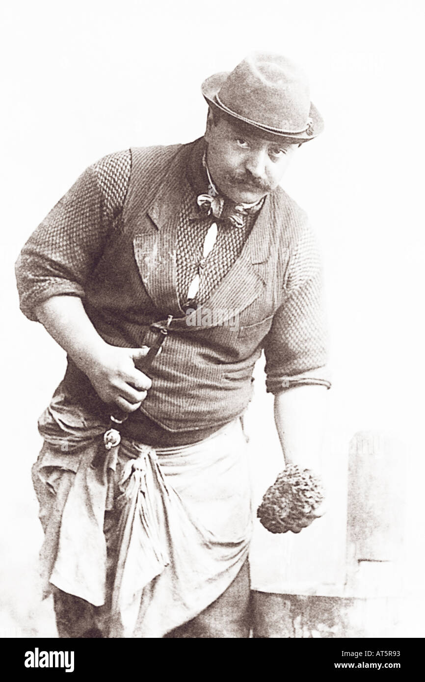 Volksbilder Mann mit Pfeife 1900 Banque D'Images