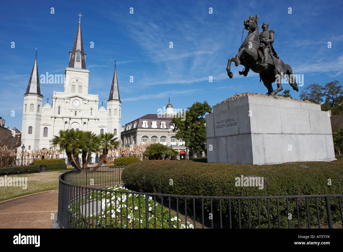 Le général Andrew Jackson statue sur Jackson Square. La Nouvelle-Orléans, Louisiane, Etats-Unis. Banque D'Images