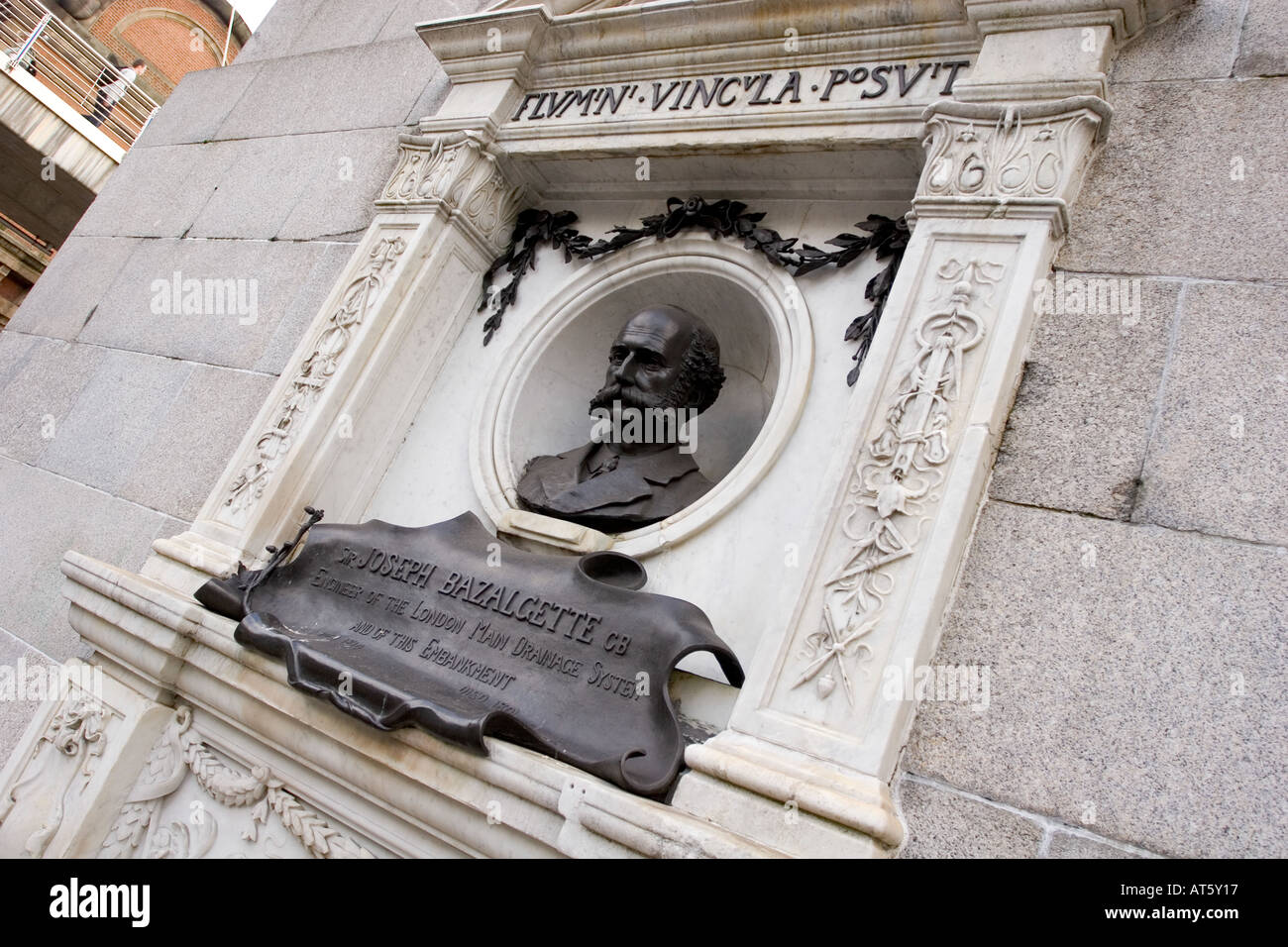 Monument à sir Joseph Bazalgette sur la Thames Embankment Banque D'Images