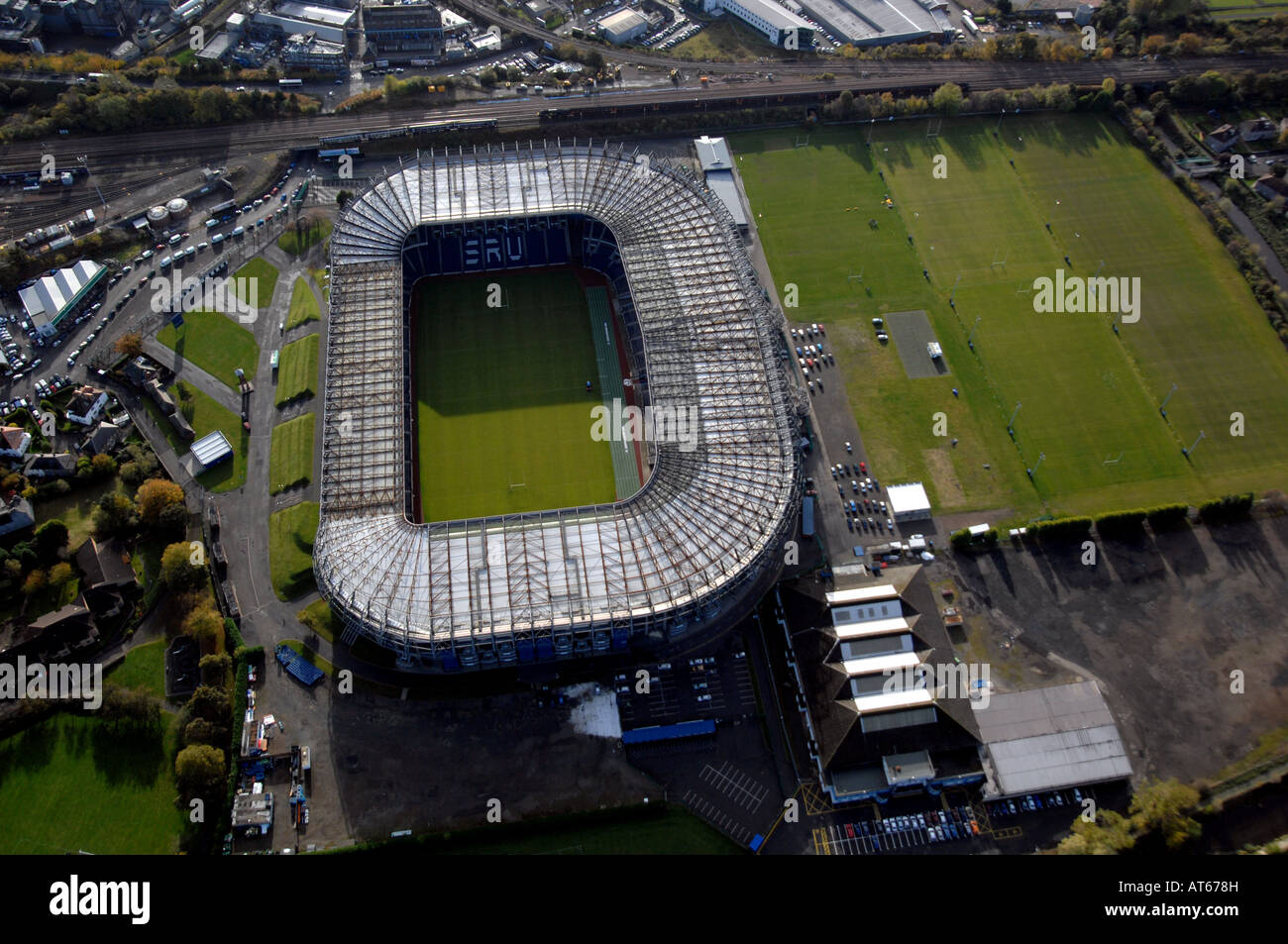 Vue aérienne du stade de rugby de Murrayfield Édimbourg Banque D'Images Vue aérienne du stade de rugby de Murrayfield Édimbourg Banque D'Images