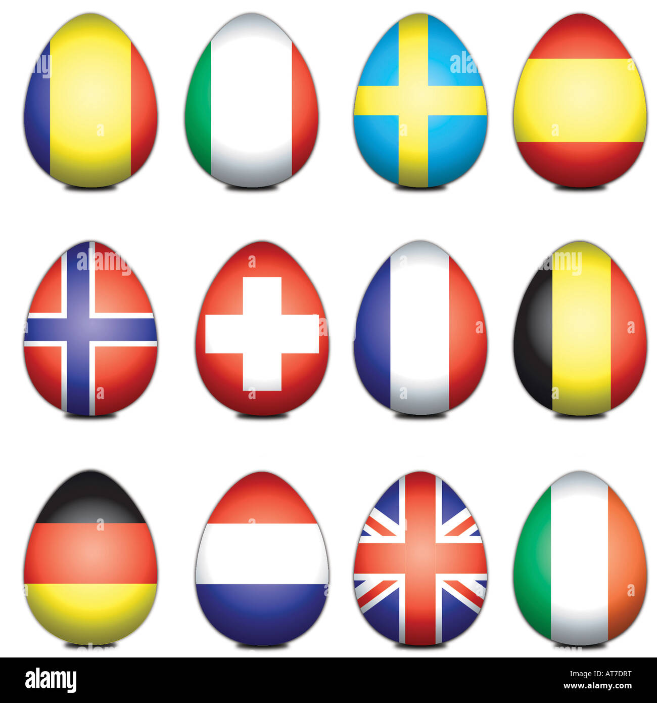 Assortiment de drapeaux européens, comme les oeufs de pâques Banque D'Images