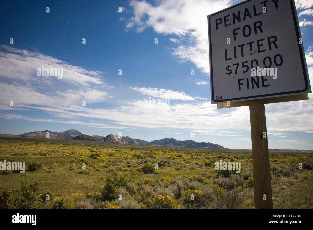 Pénalité pour $750 de la litière fine signer la protection de Split Rock Wyoming Banque D'Images