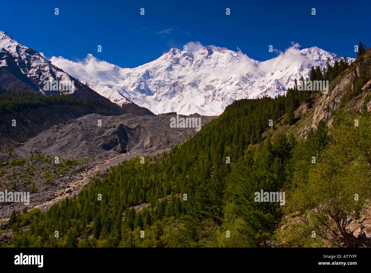 L'impressionnante Montagne Nanga Parbat 8025m vu de Fairy Meadows Pakistan Banque D'Images