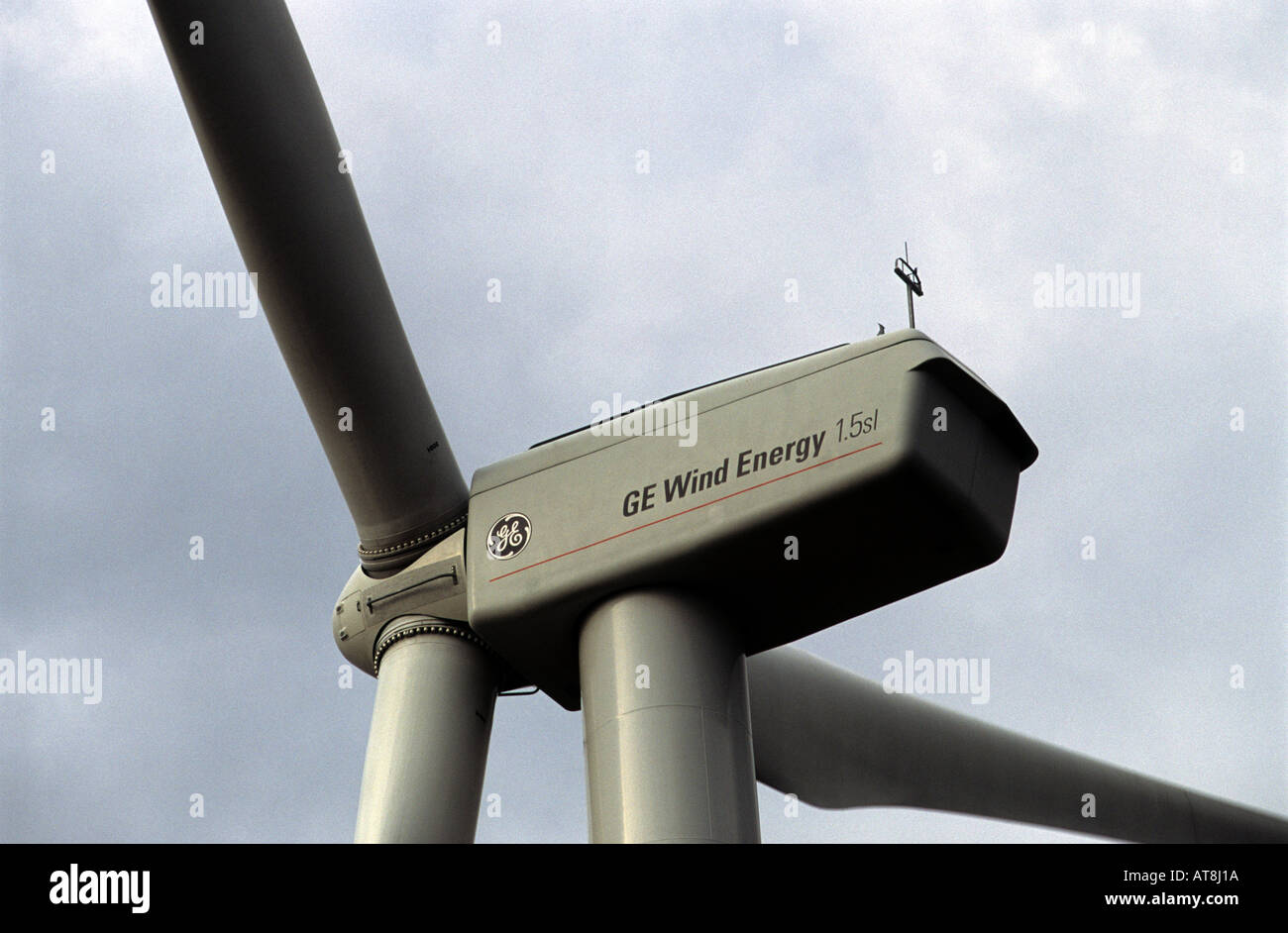 General Electric (GE), l'éolienne Niederaußem, près de Cologne, Rhénanie du Nord-Westphalie, Allemagne. Banque D'Images
