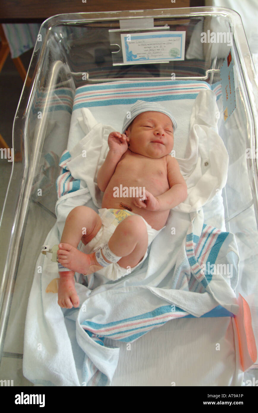 Bébé nouveau-né à l'hôpital Massachusetts (MA) Etats-Unis d'Amérique (USA) Banque D'Images