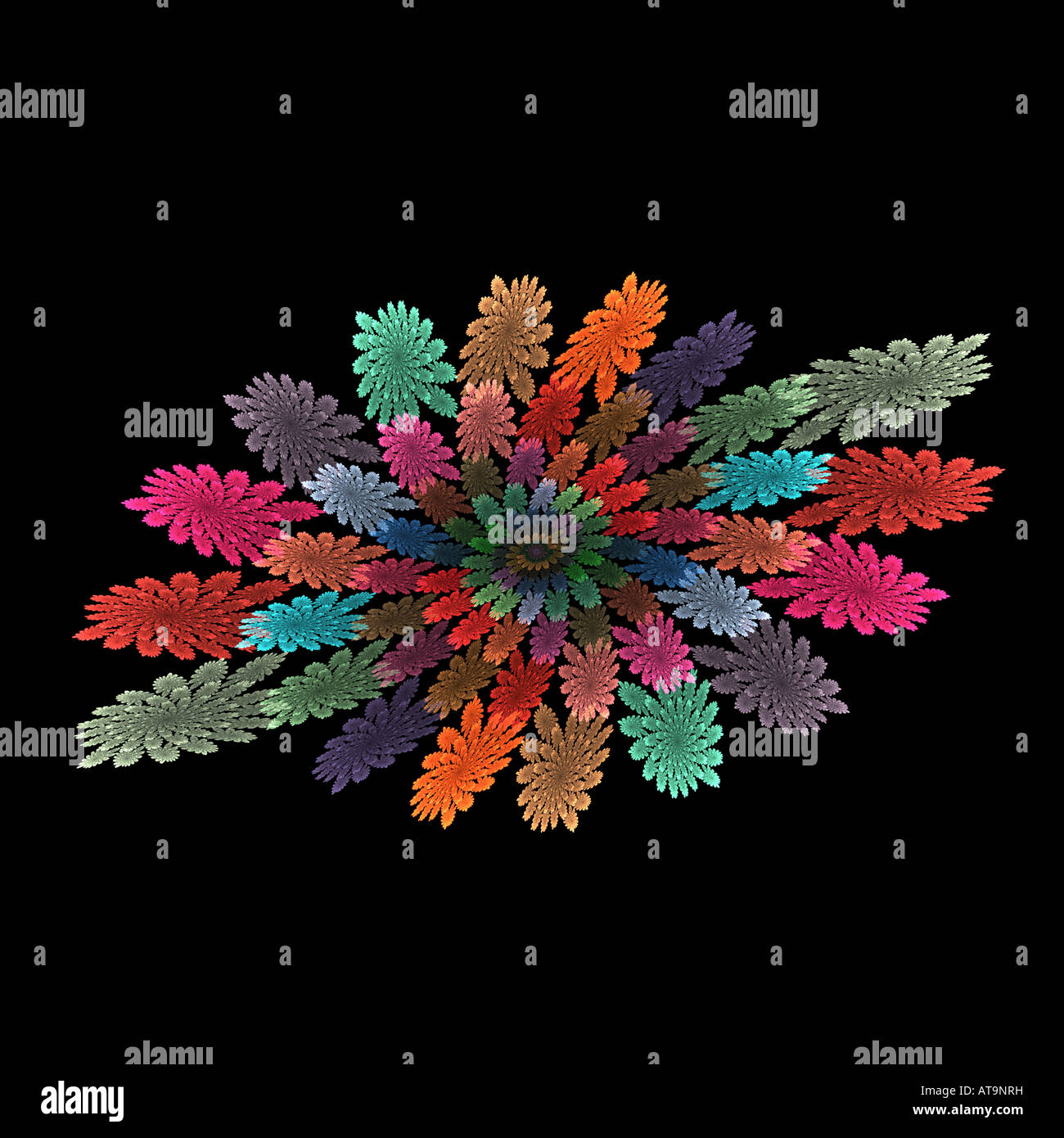Résumé de l'image fractale qui ressemble à une spirale de fleurs à rayons Banque D'Images