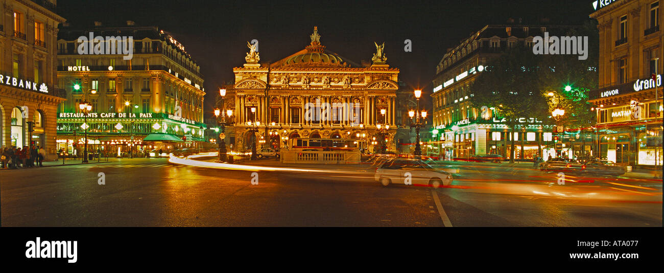 Opéra de Paris Palais Garnier la nuit Banque D'Images