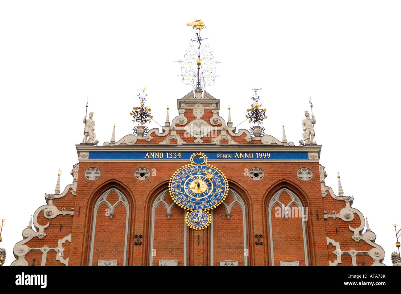 L'architecture dans la vieille ville de Riga, capitale de Lettonie- la façade de la Maison des Têtes Noires Banque D'Images