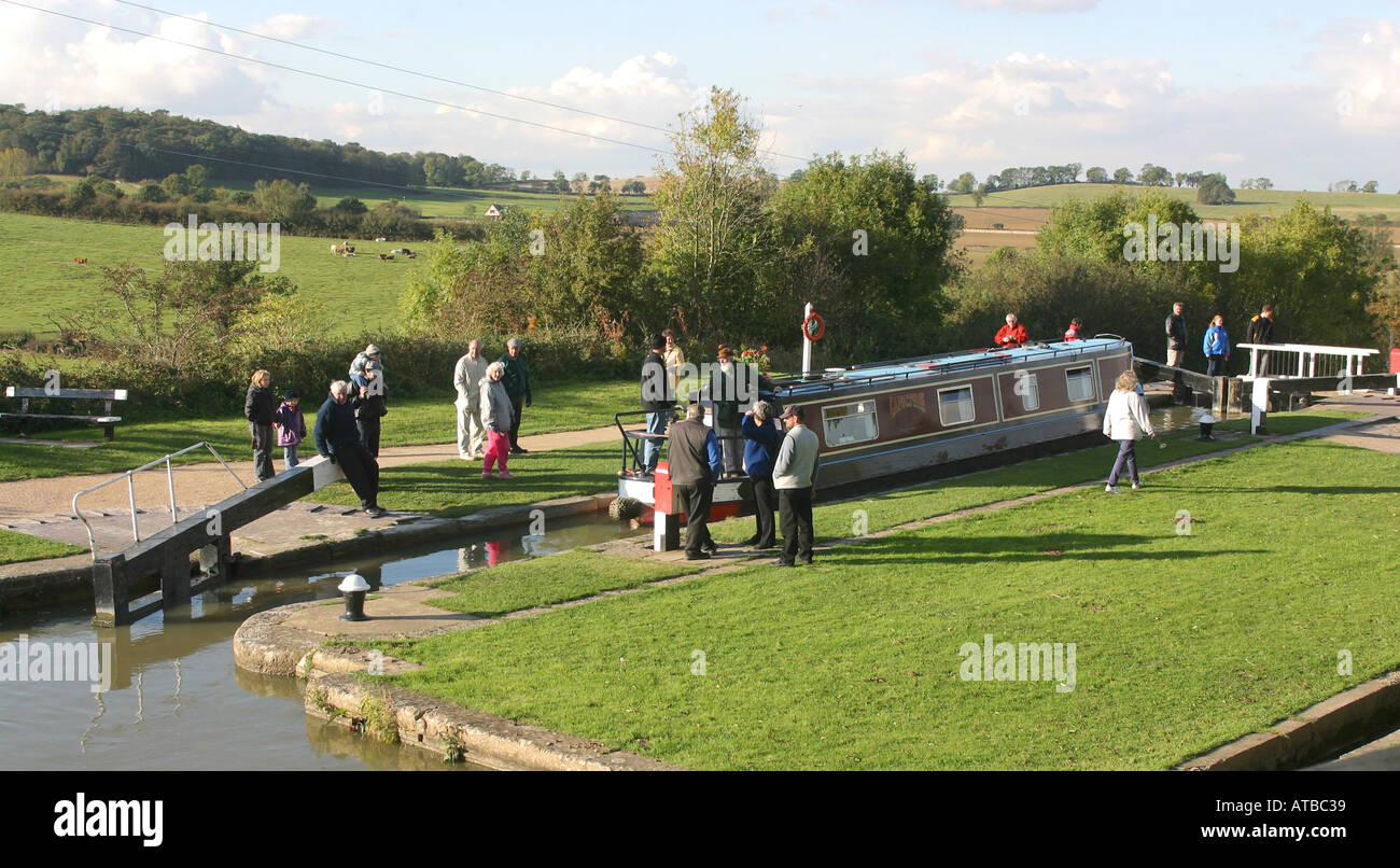 Foxton Locks Market Harborough Leicestershire Angleterre bateau étroit canal Harborough Leicestershire Banque D'Images