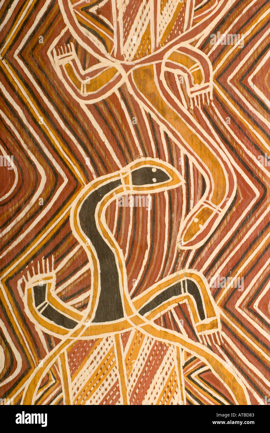 L'Australie Aboriginal art peinture sur écorce Banque D'Images